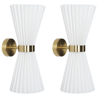 Set di 2 Applique da parete moderna con paralume in tessuto e struttura in ottone e metallo bianco camera da letto soggiorno elegante