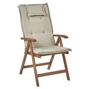 Set di 6 sedie da giardino in legno di acacia scuro naturale regolabili e pieghevoli per esterni con braccioli in stile rustico con cuscini grigio talpa