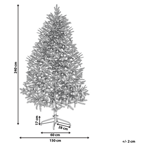 Albero di Natale Artificiale Bianco con rami Innevati Base Metallo PVC 210 cm stile moderno scandinavo