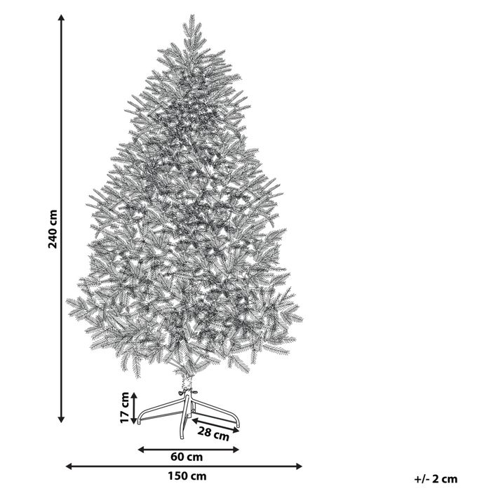 Albero di Natale Artificiale Bianco con rami Innevati Base Metallo PVC 210 cm stile moderno scandinavo