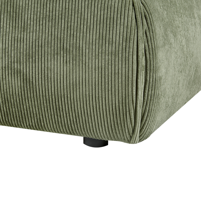 Letto matrimoniale imbottito in velluto a coste verde 180 x 200 cm con rete a doghe e spessa testata imbottita