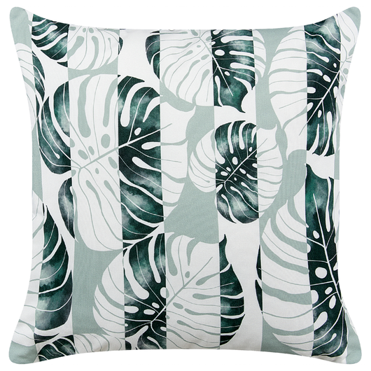 Set di 2 cuscini da giardino in tessuto di poliestere verde con motivo a strisce e foglie  45 x 45 cm esterni giardino elegante