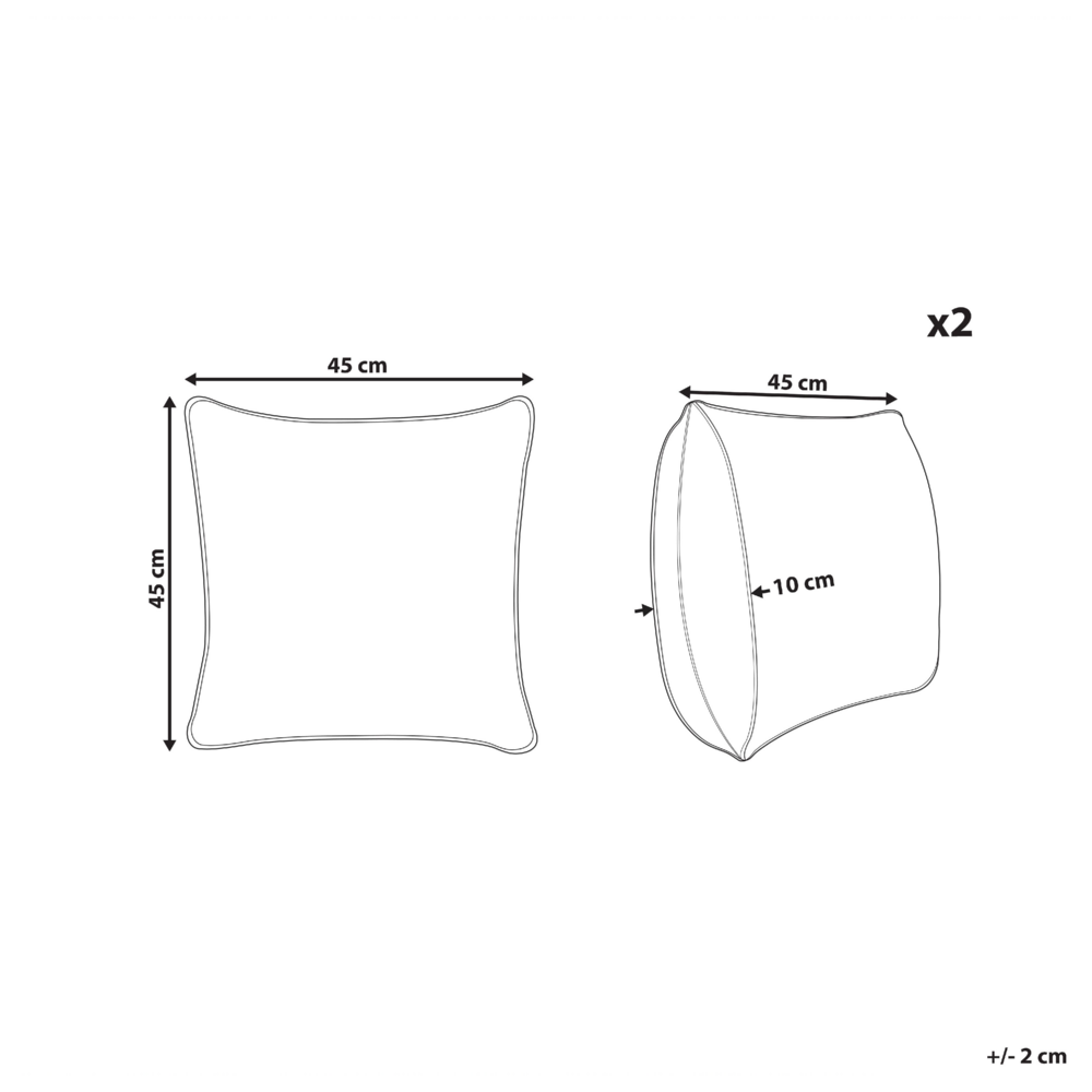 Set di 2 cuscini da giardino in tessuto di poliestere verde con motivo a strisce e foglie  45 x 45 cm esterni giardino elegante