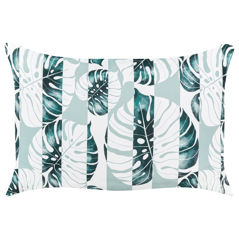 Set di 2 cuscini da giardino in tessuto di poliestere verde con motivo a strisce e foglie 40 x 60 cm esterni giardino elegante