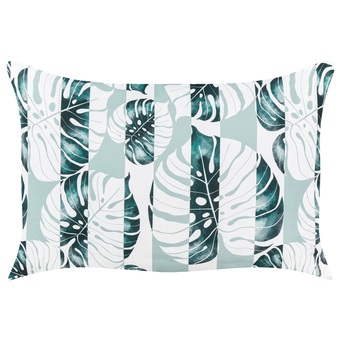 Set di 2 cuscini da giardino in tessuto di poliestere verde con motivo a strisce e foglie 40 x 60 cm esterni giardino elegante