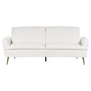 Divano Letto Velluto Bianco Sporco 3 Posti Click Clack Gambe In Metallo Dorato
