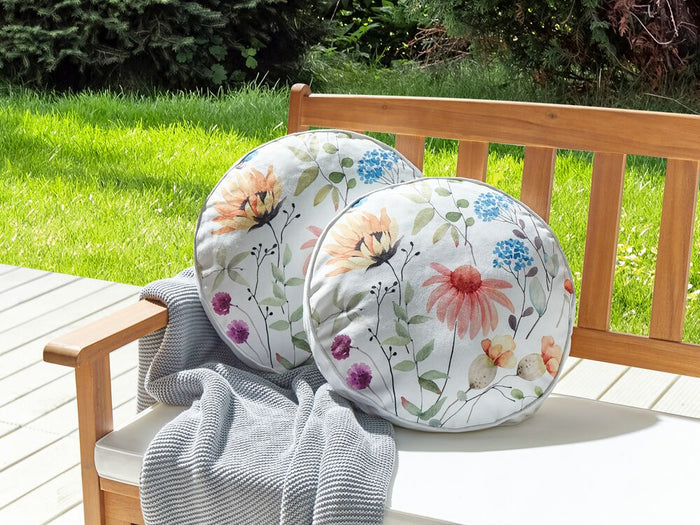 Set di 2 cuscini da giardino per esterni tessuto di poliestere multicolore con motivo floreale ⌀ 40 cm esterno giardino