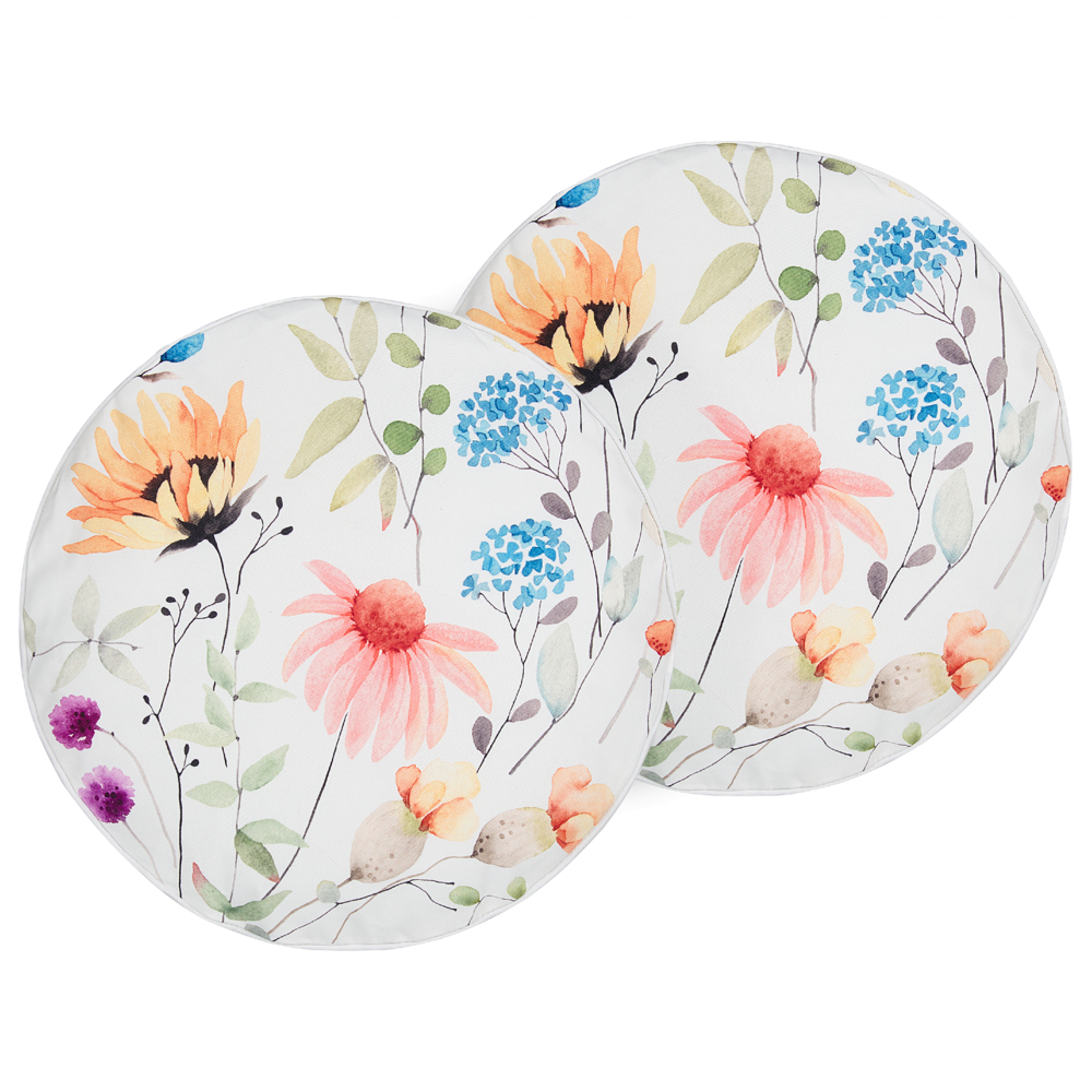 Set di 2 cuscini da giardino per esterni tessuto di poliestere multicolore con motivo floreale ⌀ 40 cm esterno giardino