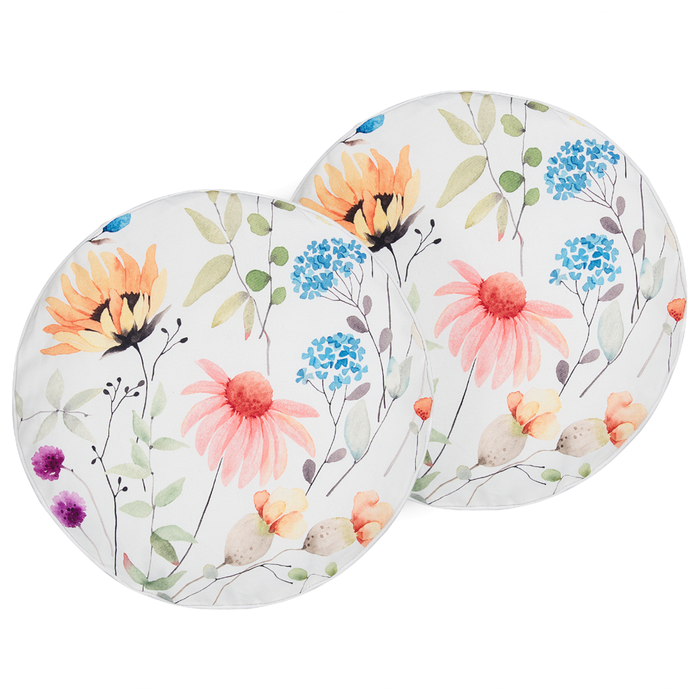 Set di 2 cuscini da giardino per esterni tessuto di poliestere multicolore con motivo floreale ⌀ 40 cm esterno giardino