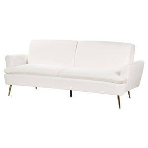 Divano Letto Velluto Bianco Sporco 3 Posti Click Clack Gambe In Metallo Dorato