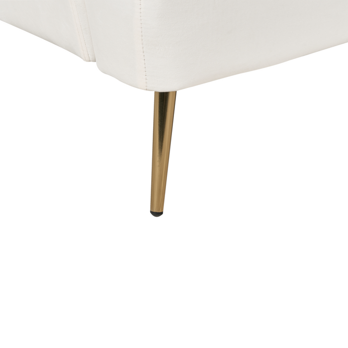 Divano Letto Velluto Bianco Sporco 3 Posti Click Clack Gambe In Metallo Dorato