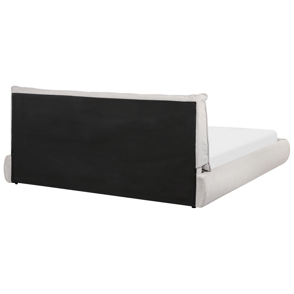 Letto ad acqua EU King Size Beige Velluto a Coste 180 x 200 cm con materasso con spessa testata imbottita e pediera Camera da letto in stile moderno