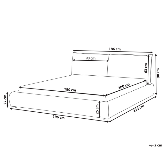 Letto ad acqua EU King Size Beige Velluto a Coste 180 x 200 cm con materasso con spessa testata imbottita e pediera Camera da letto in stile moderno