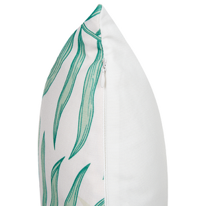 Set di 2 cuscini da esterno in tessuto di poliestere beige e verde con motivo a foglia di palma 45 x 45 cm esterno interno giardino