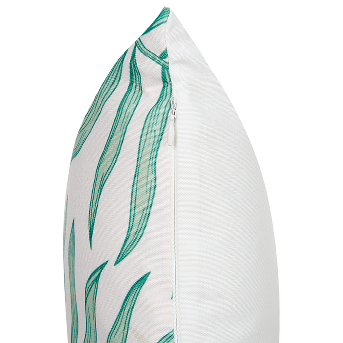 Set di 2 cuscini da esterno in tessuto di poliestere beige e verde con motivo a foglia di palma 45 x 45 cm esterno interno giardino