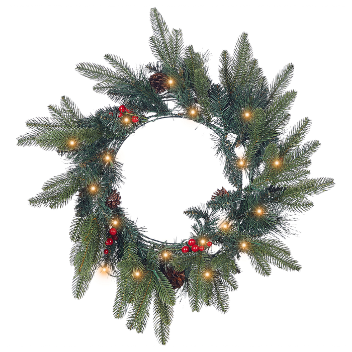 Ghirlanda natalizia artificiale verde con luci LED bianche ⌀ 50 cm decorazione natalizia accessorio