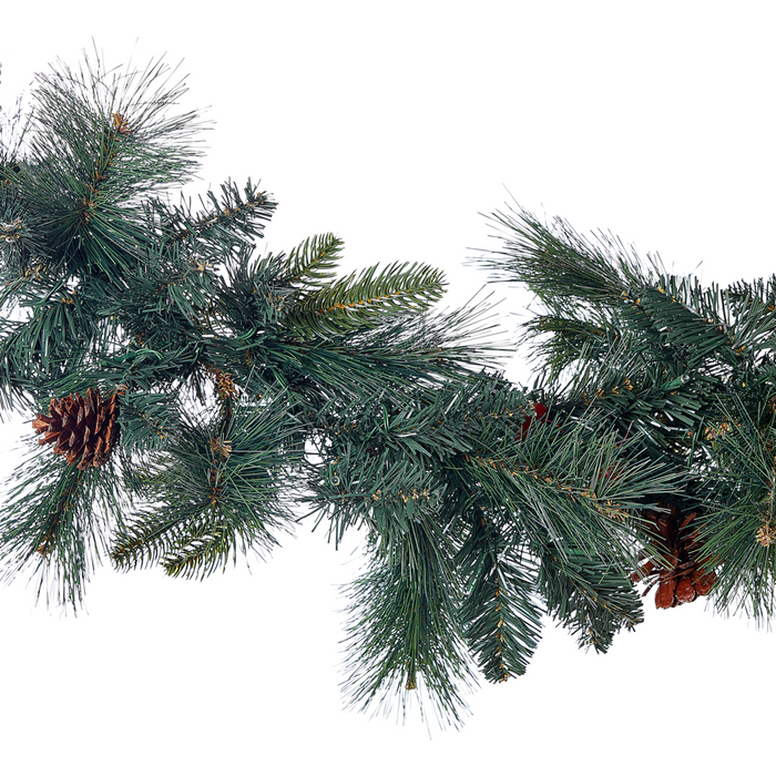 Festone di natale artificiale verde con luci LED bianche 180 cm decorazione natalizia accessorio