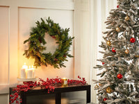 Ghirlanda natalizia con pigne sintetiche e bacche 60 cm verde decorazione natalizia accessorio porta