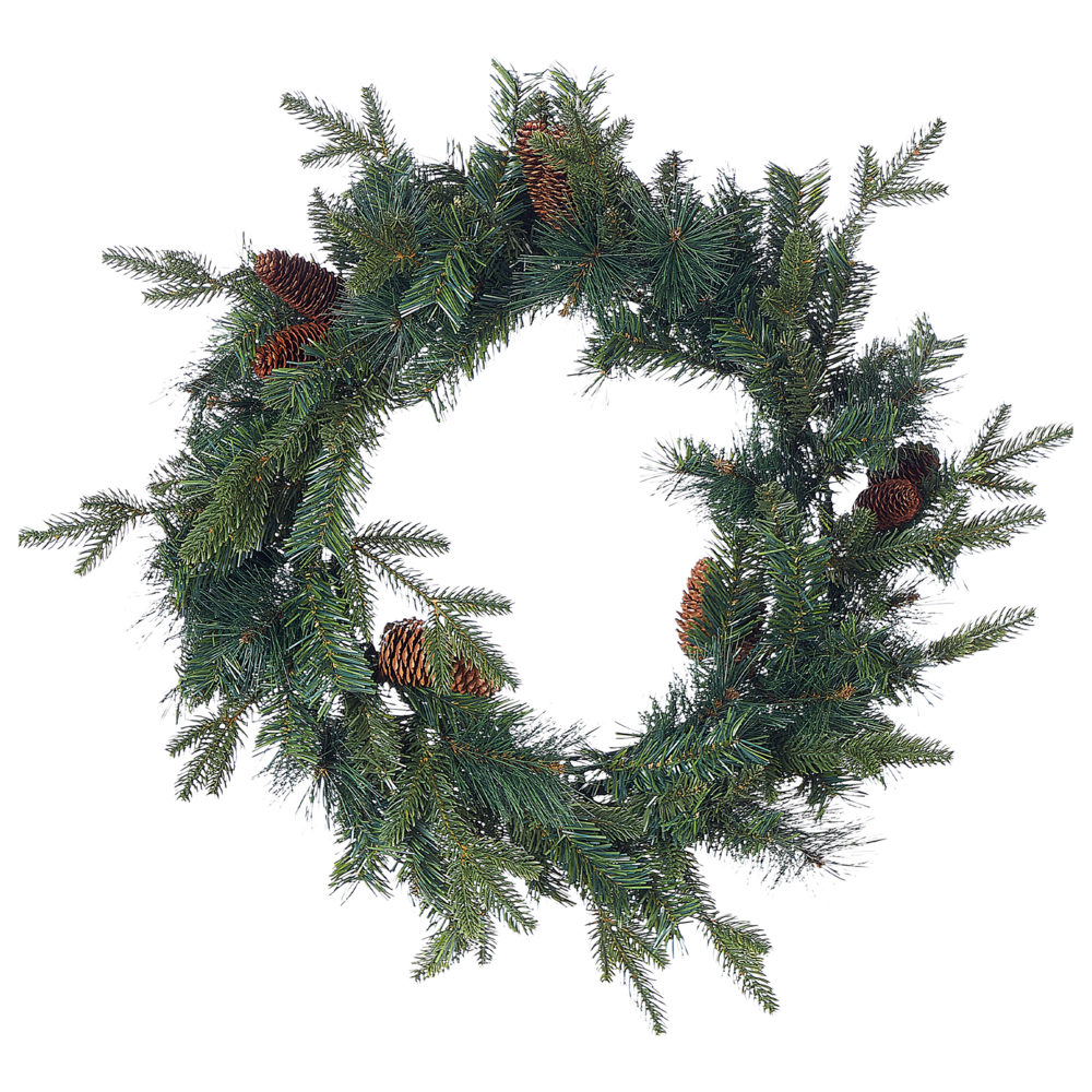 Ghirlanda natalizia con pigne sintetiche e bacche 60 cm verde decorazione natalizia accessorio porta