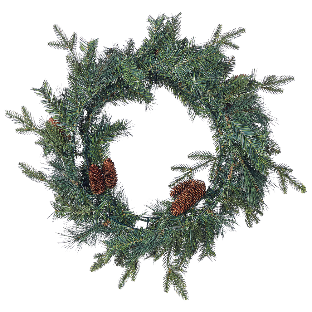 Ghirlanda natalizia con pigne sintetiche e bacche 60 cm verde decorazione natalizia accessorio porta