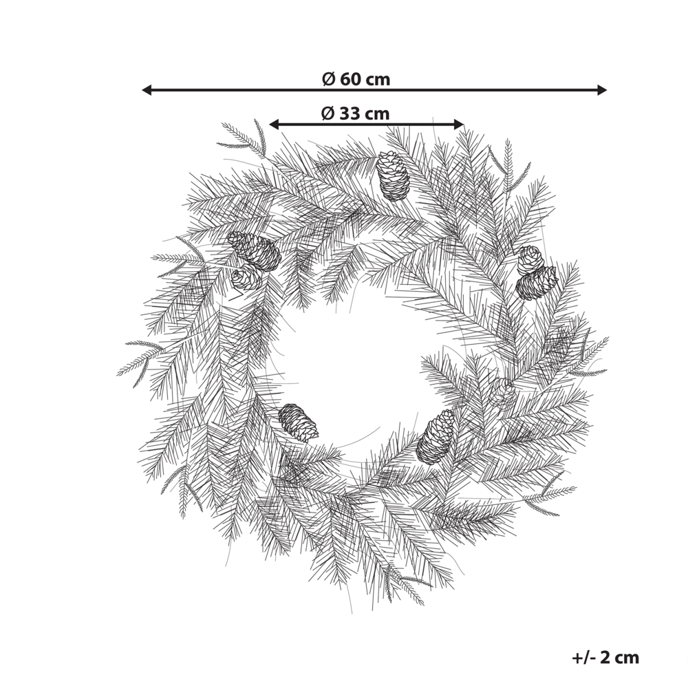 Ghirlanda natalizia con pigne sintetiche e bacche 60 cm verde decorazione natalizia accessorio porta