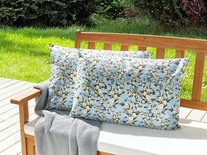 Set di 2 cuscini da esterno in poliestere blu 40 x 60 cm Cuscino rettangolare con stampa floreale da giardino e patio