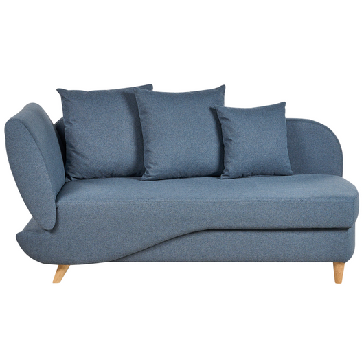 Chaise Longue in tessuto blu lato sinistro con contenitore stile moderno contemporaneo soggiorno