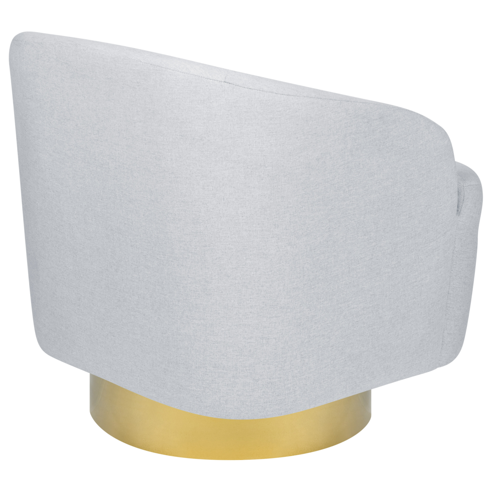 Poltrona Grigio Chiaro Tessuto Morbido Base Oro Girevole 360° Stile Retro Glamour Art Deco dorato