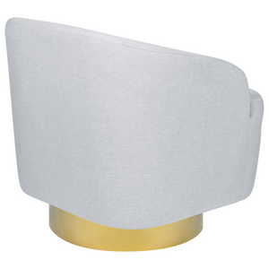 Poltrona Grigio Chiaro Tessuto Morbido Base Oro Girevole 360° Stile Retro Glamour Art Deco dorato