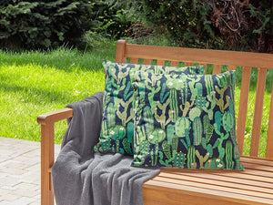 Set di 2 cuscini da giardino in poliestere verde con motivo a cactus 45 x 45 cm, rettangolari, moderni e resistenti all'acqua.