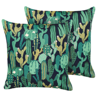 Set di 2 cuscini da giardino in poliestere verde con motivo a cactus 45 x 45 cm, rettangolari, moderni e resistenti all'acqua.
