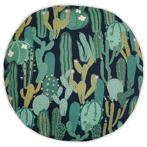 Set di 2 cuscini da giardino in poliestere verde con motivo a cactus 40 cm, rotondi, moderni e resistenti all'acqua.