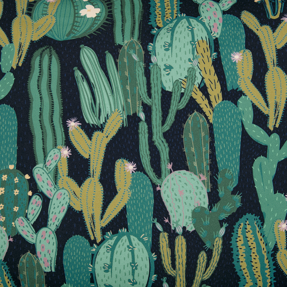 Set di 2 cuscini da giardino in poliestere verde con motivo a cactus 40 cm, rotondi, moderni e resistenti all'acqua.