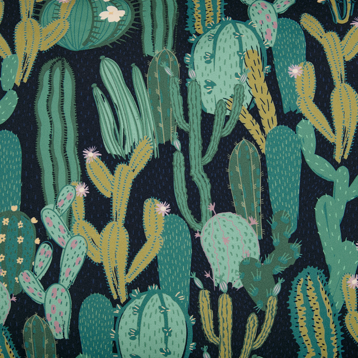 Set di 2 cuscini da giardino in poliestere verde con motivo a cactus 40 cm, rotondi, moderni e resistenti all'acqua.