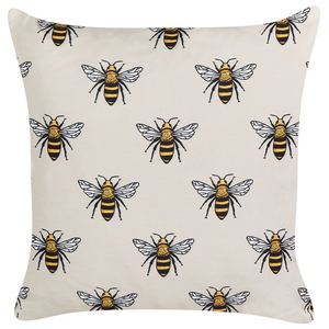 Set di 2 cuscini da giardino in poliestere beige con motivo ape 45 x 45 cm rettangolare moderno per esterni resistente all'acqua.