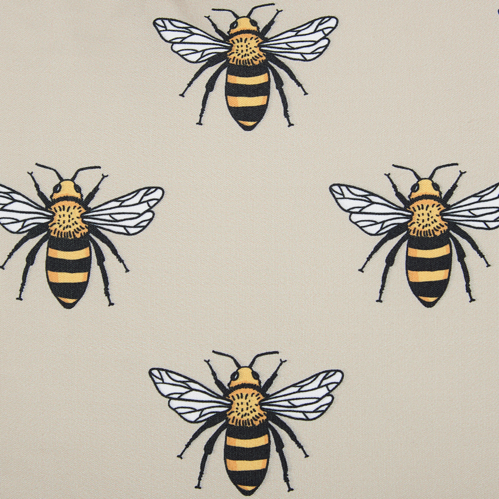 Set di 2 cuscini da giardino in poliestere beige con motivo ape 45 x 45 cm rettangolare moderno per esterni resistente all'acqua.