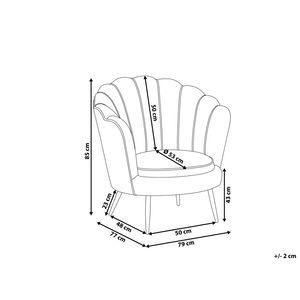 Poltrona Velluto Bianco Sporco Forma Di Conchiglia Gambe In Metallo Retrò