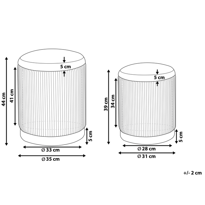 Set di 2 pouf portaoggetti Rivestimento in velluto di poliestere arancione Base dorata Design moderno Ciuffo orizzontale Soggiorno pezzo
