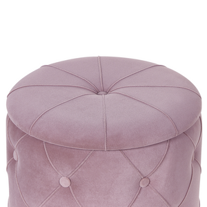 Set di pouf portaoggetti in velluto di poliestere rosa con rivestimento capitonnè base dorata design retrò