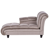 Chaise longue Taupe Rivestimento in Poliestere Destra Imbottitura Biscuit Gambe Nere Design Moderno