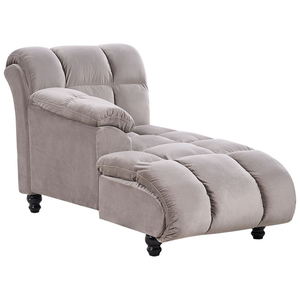 Chaise longue Taupe Rivestimento in Poliestere Destra Imbottitura Biscuit Gambe Nere Design Moderno