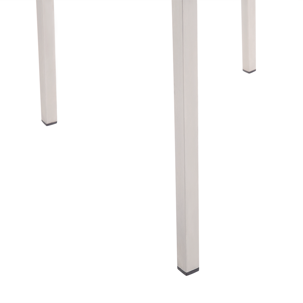 Set da pranzo da giardino con 6 posti in acciaio inox e vetro con sedie in tessuto bianco e beige esterno set moderno