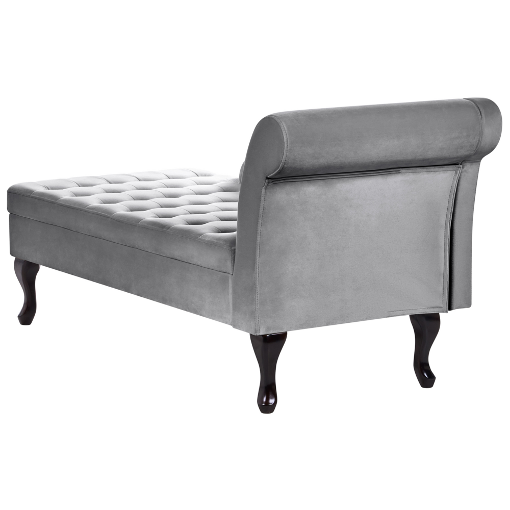 Chaise longue Grigio Chiaro Rivestimento In Velluto Gambe Nere Design Moderno Versione Destra