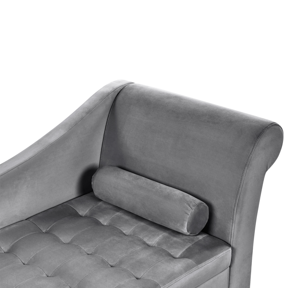 Chaise longue Grigio Chiaro Rivestimento In Velluto Gambe Nere Design Moderno Versione Destra