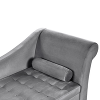 Chaise longue Grigio Chiaro Rivestimento In Velluto Gambe Nere Design Moderno Versione Destra