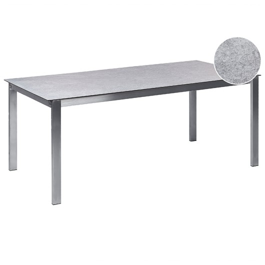 Tavolo da giardino Piano in vetro temperato grigio Struttura in acciaio inox Rettangolare 180 x 90 cm 6 posti a sedere