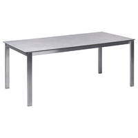Tavolo da giardino Piano in vetro temperato grigio Struttura in acciaio inox Rettangolare 180 x 90 cm 6 posti a sedere