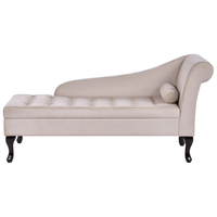 Chaise longue Beige Rivestimento In Velluto Gambe Nere Design Moderno Versione Destra