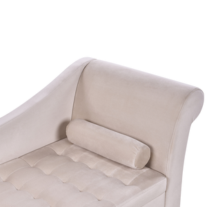 Chaise longue Beige Rivestimento In Velluto Gambe Nere Design Moderno Versione Destra