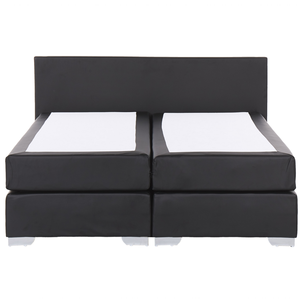 Letto Boxspring in Tessuto Nero con Materasso a Molle 180 x 200 cm